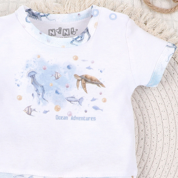 ABN-5453 Sea Of Joy Baby Rampers Nini alb – bumbac organic, capse confortabile