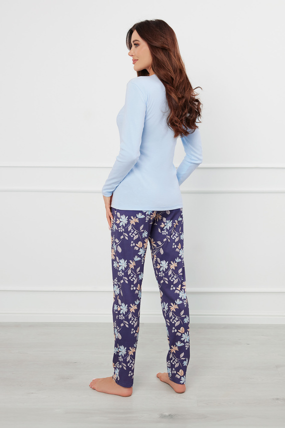 Pulia Ladies' pijama cu mânecă lungă, pantaloni lungi Italian Fashion - albastru/print