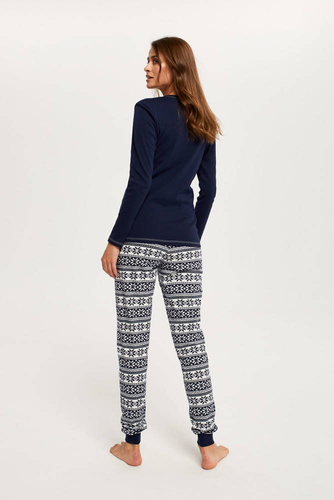 Arktyka Pijama de damă cu mânecă lungă, pantaloni lungi Italian Fashion - albastru navy/print