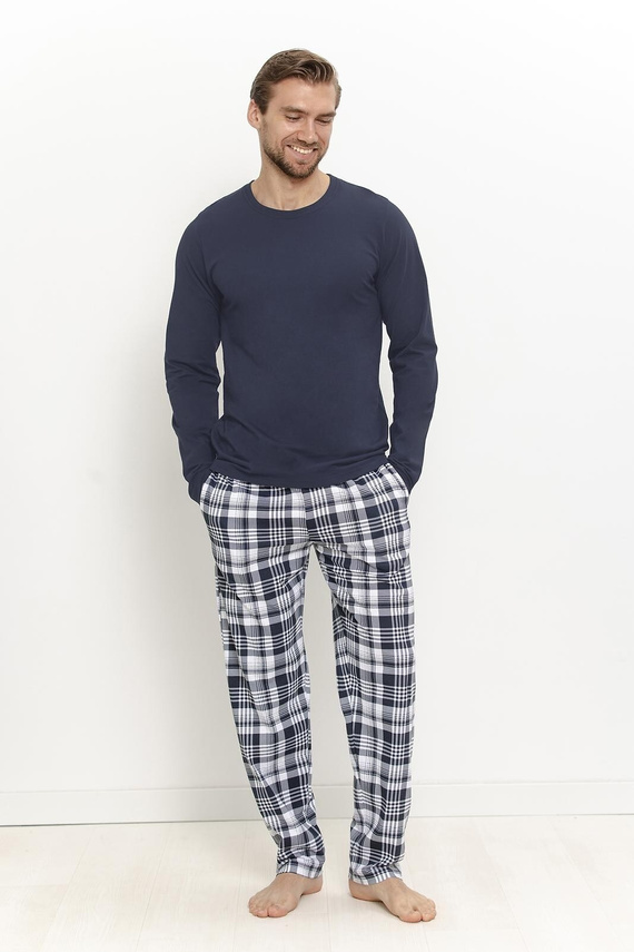 Pijamale bărbați Taro 3664 Dante bleumarin 100% bumbac mânecă lungă