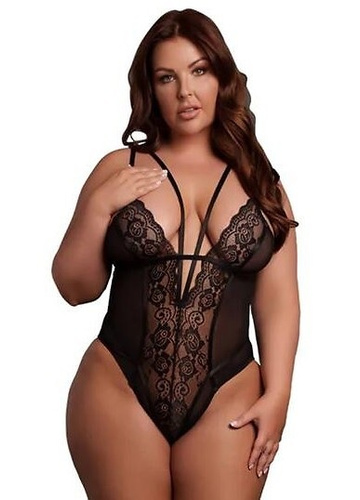 Body AMR006 Amour Le Désir body dantelat Plus Size XL-4XL negru