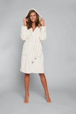 Halat de baie cu glugă pentru femei Italian Fashion - imprimeu/stele aurii