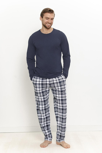 Pijamale bărbați Taro 3664 Dante bleumarin 100% bumbac mânecă lungă