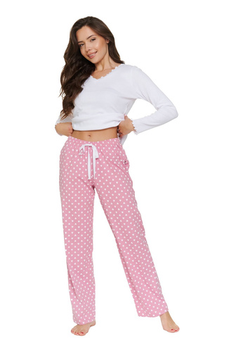 Pijamale damă Doctor Nap 7563 Hearts, 100% bumbac, lungă, cu buzunare