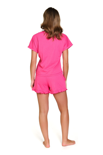 7357 Pijamale de damă din bumbac Doctor Nap - set fermecător cu volane - bujor