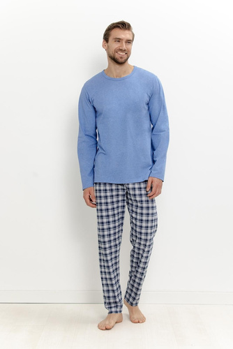 Pijamale bărbați Taro 3671 Luciano albastre, lungi, din bumbac, confortabile