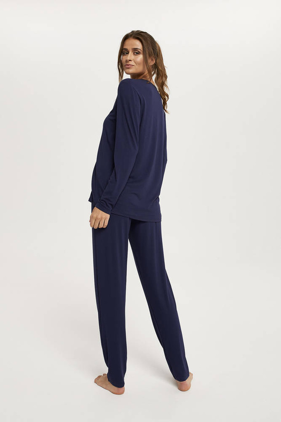 Song Pijama pentru femei cu mânecă lungă, pantaloni lungi Italian Fashion - albastru marin