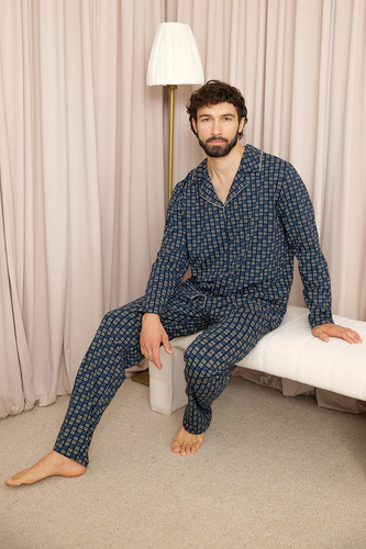 Pijamale bărbați Italian Fashion Broken 100% bumbac, lungi, cu nasturi