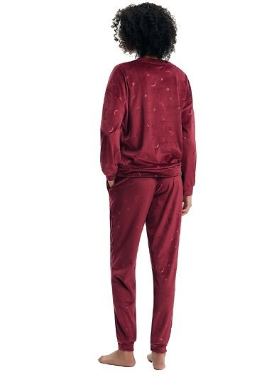 Pijamale damă Henderson 45439 Gilly Carmine 100% bumbac mânecă lungă