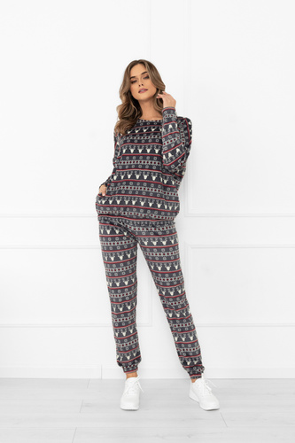 Set pentru femei Navara - set de fleece în model de Crăciun cu reni Italian Fashion - grafit