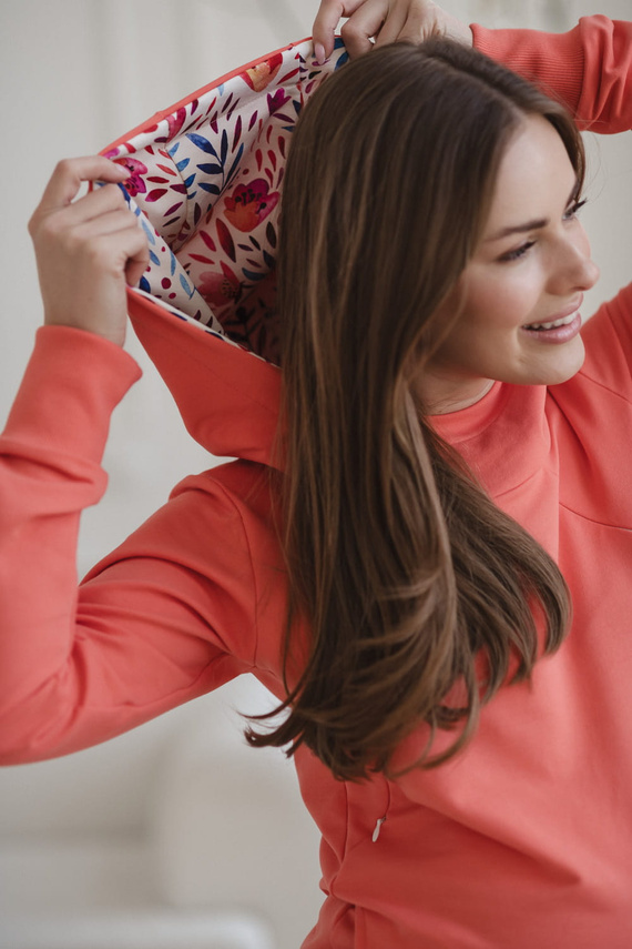 Hanorac de alăptare Milk Please Milk&Love cu glugă de corai