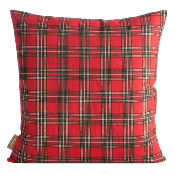 Cap. 165 Față de pernă de Crăciun Eurofirany – model roșu în carouri cu Moș Crăciun și inscripție