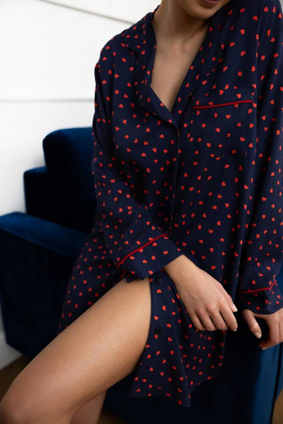 Cămașă de noapte Sophia Sensis cu nasturi - Bleumarin