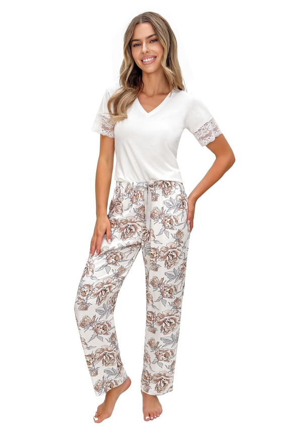 Pijama damă Donna Elizabeth Long vâscoză dantelă decolteu V confort