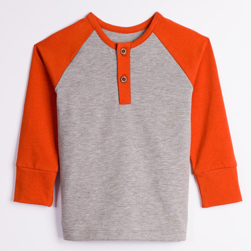 228138 Nicol FARMA Bluză băieți Henley raglan gri cupru bumbac