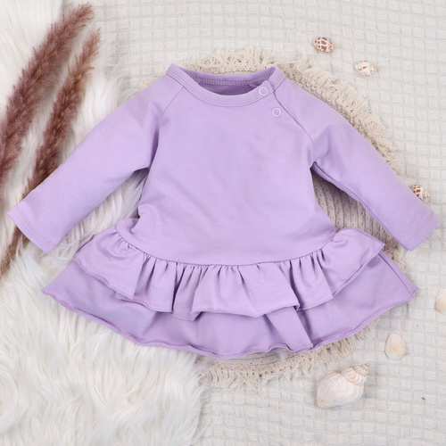 ABN-5487 Rochie pentru bebeluși Underwater World Nini - bumbac organic, violet, mâneci lungi