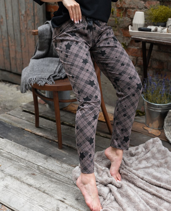 Pijamale Sensis Reach For The Stars pentru femei - Negru-Maro