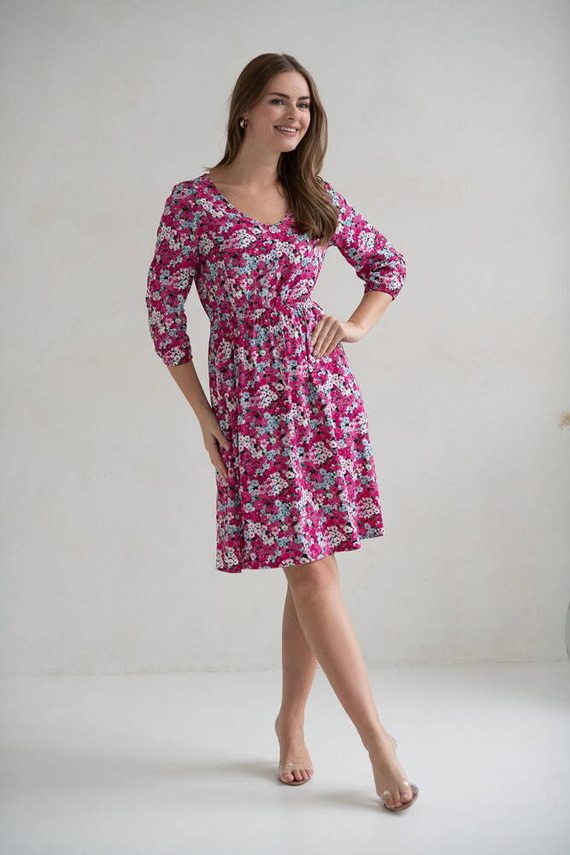 Lovely Dress Rochie midi de maternitate si alaptare cu maneci 3/4 de la Milk&Love cu flori