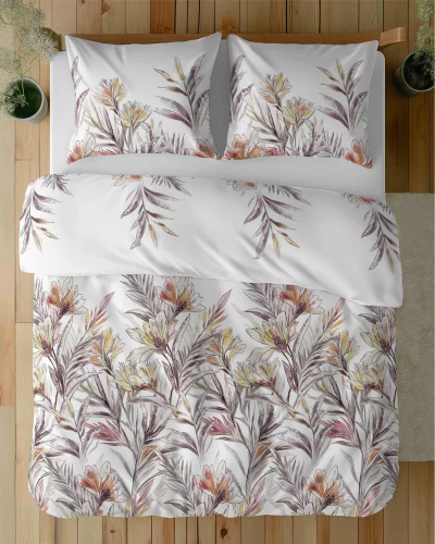 5504 B Lenjerie de pat din bumbac Tropical Flowers Naturalis – Detexpol alb