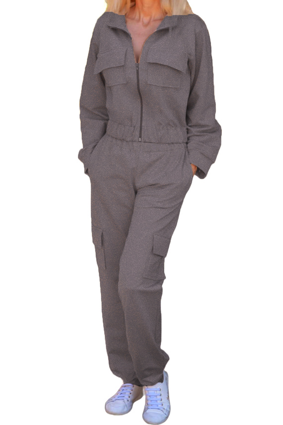 Trening dama din bumbac Mili Mirale, set confortabil cu buzunare - productie poloneza - gri