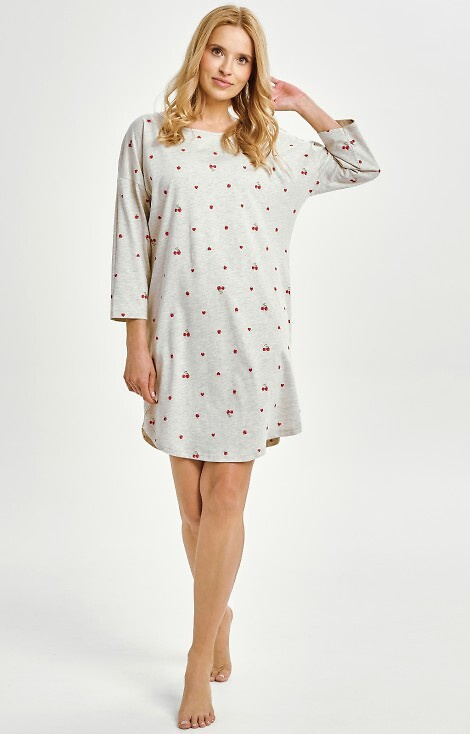 3431 Cămașă de damă Adele Taro, gri – bumbac, model fructat, mâneci 7/8