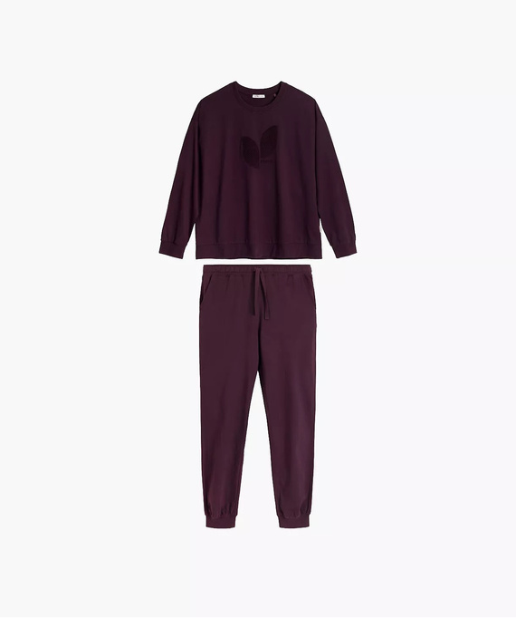 Atlantic NLP-517 Pijamale damă lungi 100% bumbac cu manșete culoare vin