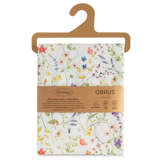 Față de masă ANNA Eurofirany antimurdărire alb-mov flori