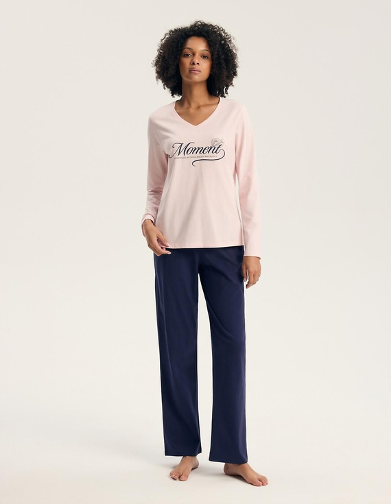 Henderson 46114 Gianna Pijamale damă roz, mânecă lungă, 100% bumbac