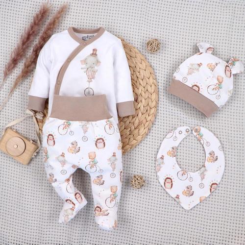 ABK-0049 Set bebeluș Circus Nini din bumbac organic, 4 piese