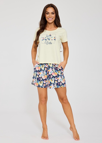 Pijama damă Cornette Dolce Vita 880/331, 100% bumbac, pantaloni scurți cu buzunare