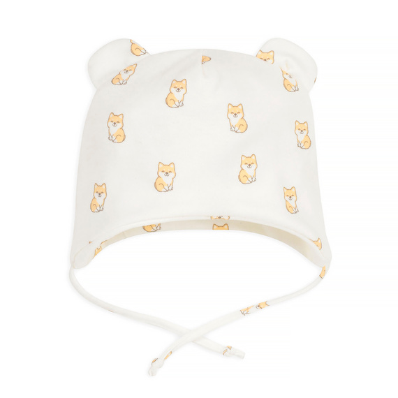 Pălărie pentru bebeluș legată Lovely Day Pinocchio - câini ecru