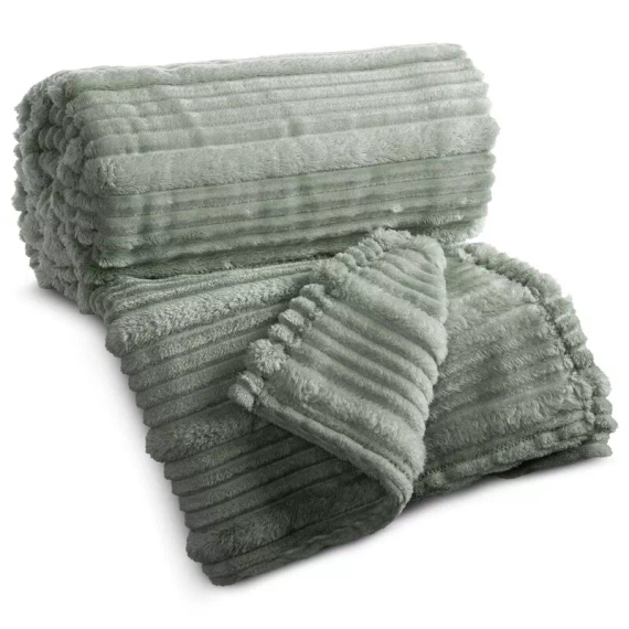 Cuvertură pled Nina 220x200 flanel 3D moale Eurofirany 300 GSM salvie
