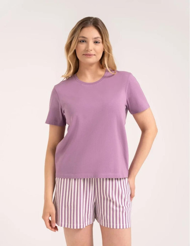 Pijamale damă Moraj PDD2800-009 mov, bumbac, șorturi cu dungi