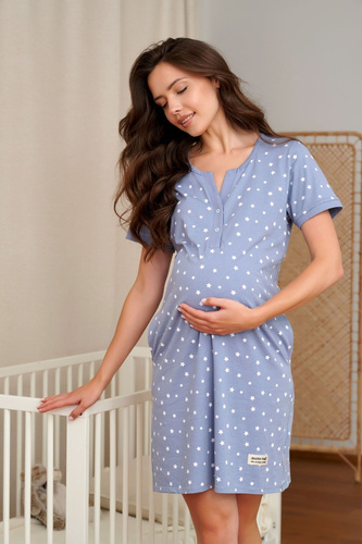 Cămașă de sarcină Doctor Nap 7556 din bumbac pentru alăptare - stardust