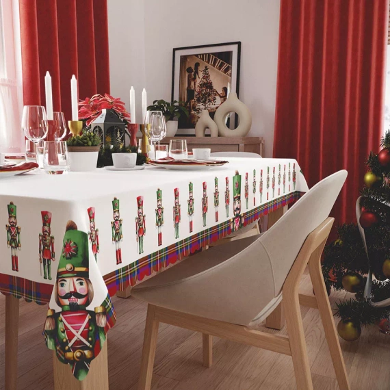 PBN279 Fata de masa de Craciun Nutcrackers Marquisette