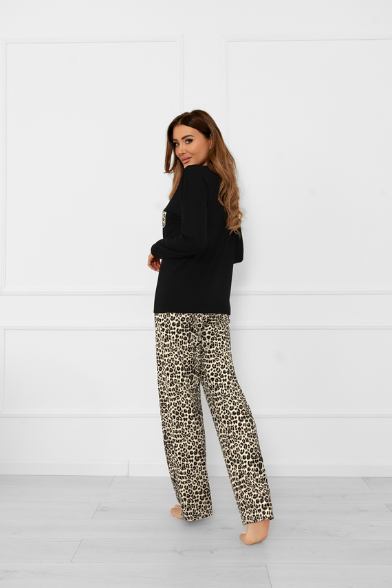Kenia Pijama de damă Italian Fashion - mânecă lungă, pantalon cu imprimeu leopard