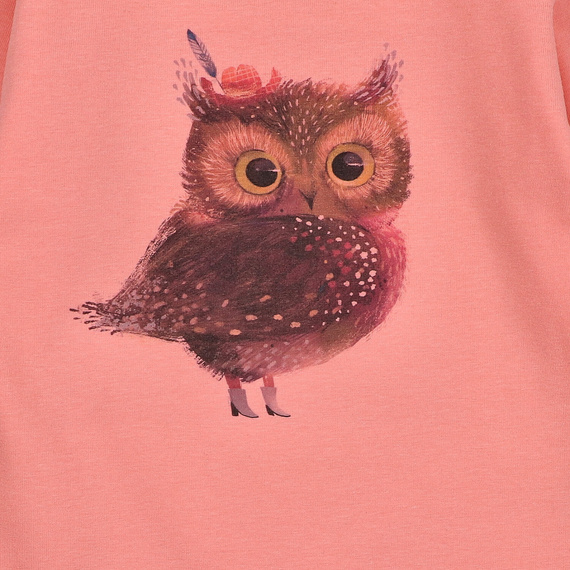 Bluză cu mânecă lungă KAR-3001 Lagarto Verde, culoare somon, pentru fete – elegantă, din bumbac, producție poloneză