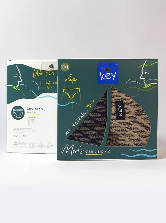 MPC 821 A'2 Slip bărbați pachet de 2 Key - maro-albastru marin
