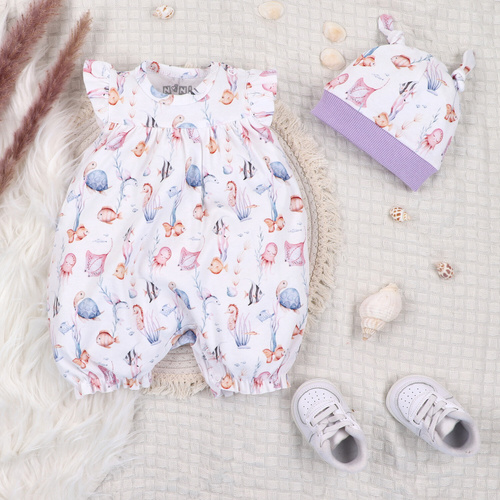ABN-5481 Underwater World Baby Rampers Nini – bumbac organic, mâneci scurte