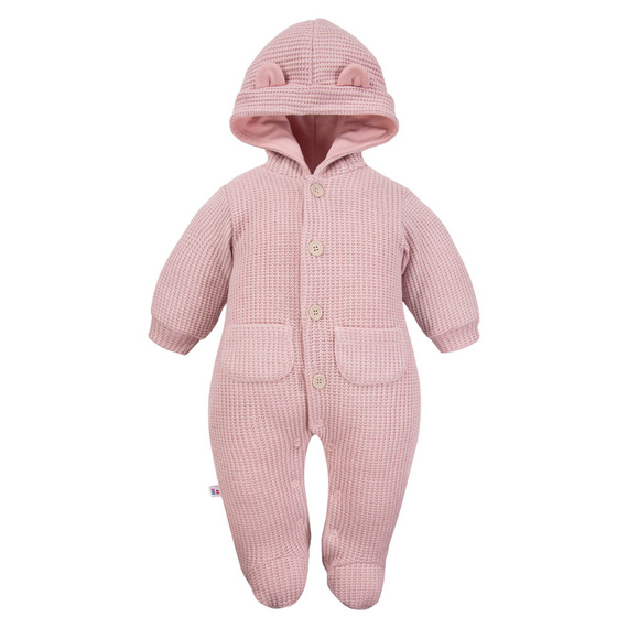 Fluffy Tails Eevi baby clovn - pulover roz cu gluga si urechi