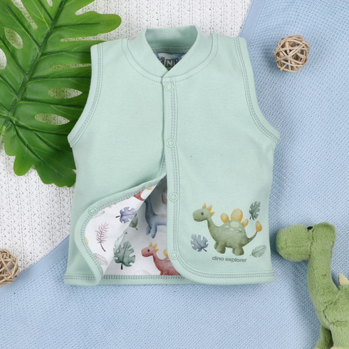 Vestă ABN-5575 Dino Explorer Nini – bumbac organic, închidere confortabilă