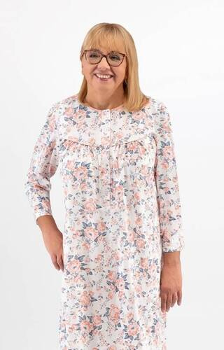 204 Bogna II Martel cămașă de noapte cu fermoar, alb cais