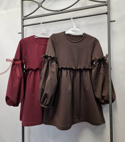 Rochie Ada Bambarillo Burgundy pentru fete - tricotată din bumbac, confortabilă și elastică