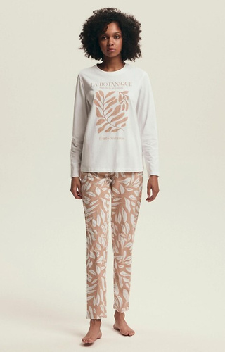 43689 Pijamale Dextra pentru femei Henderson Crem - Bumbac, Imprimeu botanic