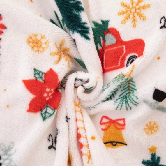 Set de lenjerie de pat Merry Cozy Christmas Ursuleț de pluș alb din From Under the Needle and Thread – Microfibră de pluș 210 g/m²