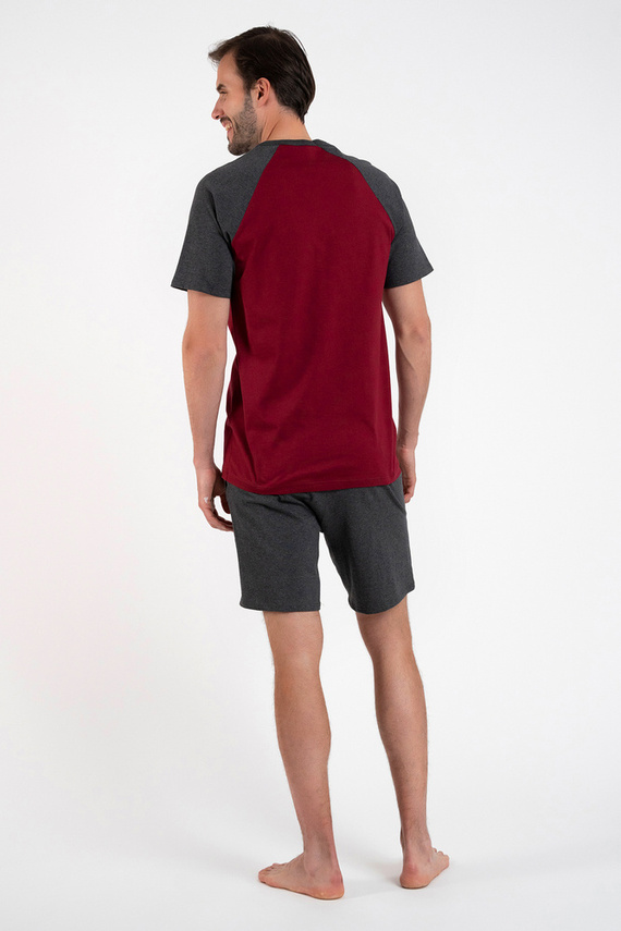 Morten Pijama cu mânecă scurtă pentru bărbați, pantaloni scurți Modă italiană - maro/c.melange