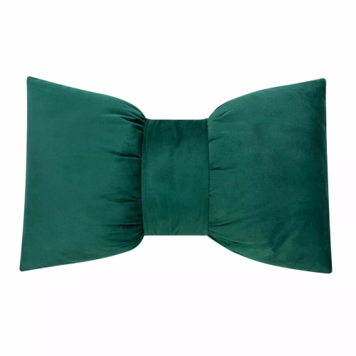 Pernă cu fundă de Crăciun 30x50, velur verde de la Needle and Thread – decorațiune de Crăciun