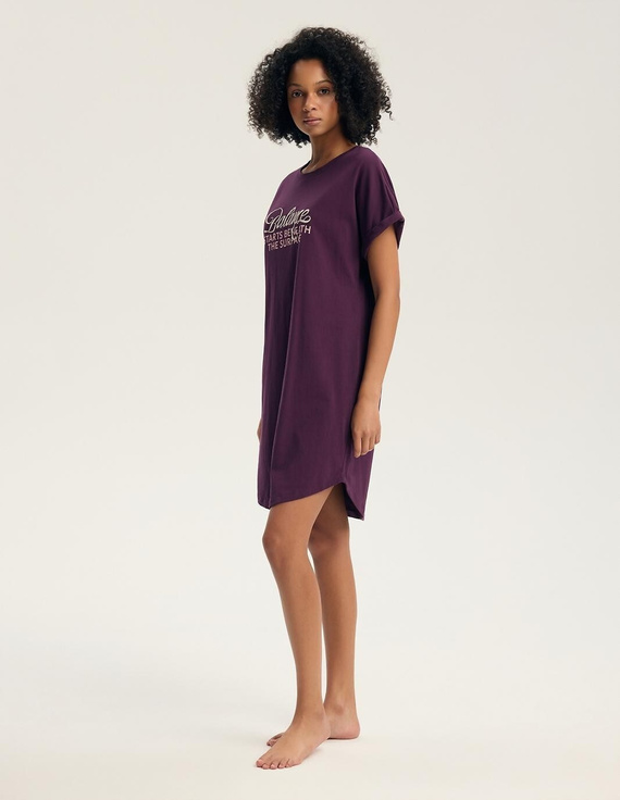 Cămașă de noapte Henderson 45404 Galla violetă 100% bumbac mânecă scurtă