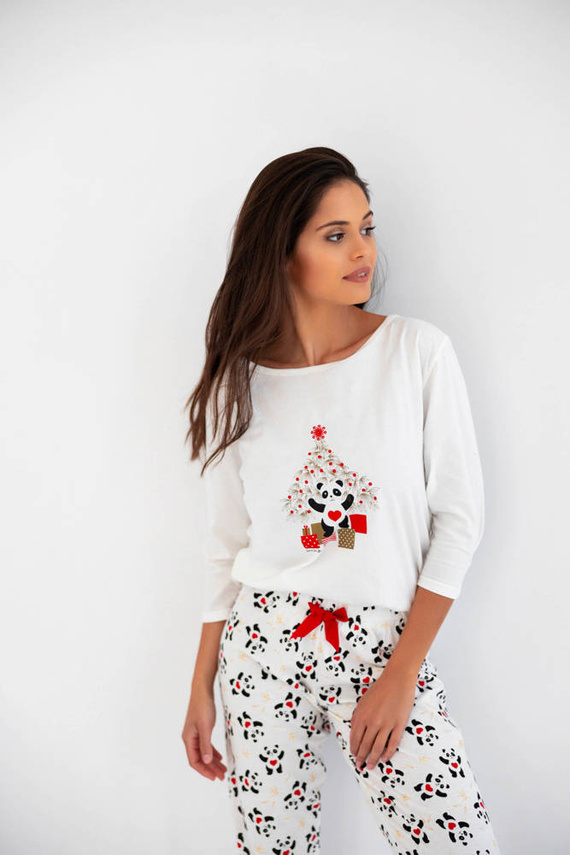 Pijamale pentru femei Panda 3/4 Sensis -ecru