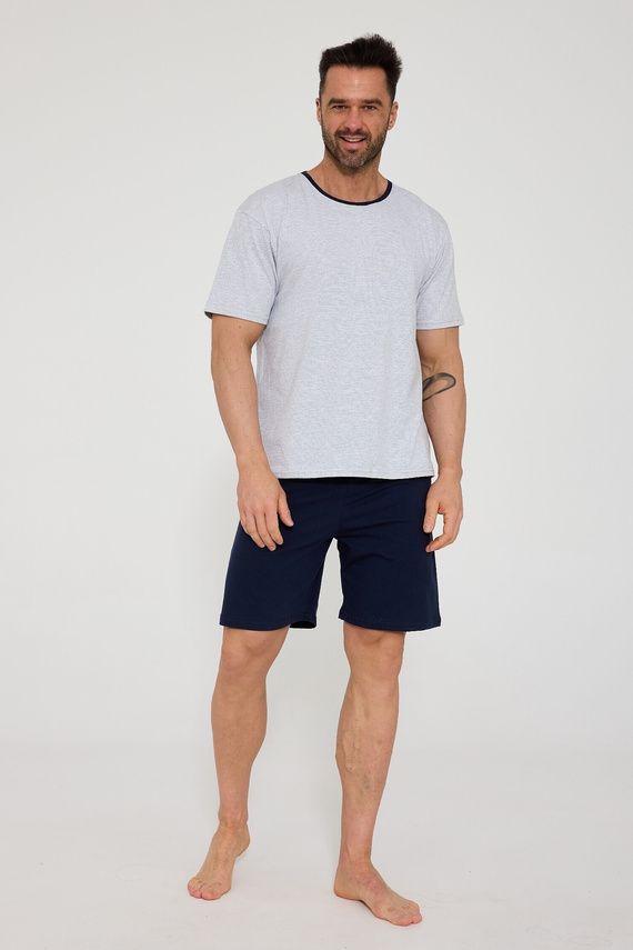 Cornette 338/53 pijama bărbați gri bumbac mânecă scurtă confort